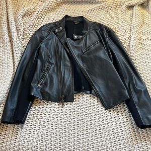 Real lamb skin leather, black DKNY jacket size M. Almost perfect condition